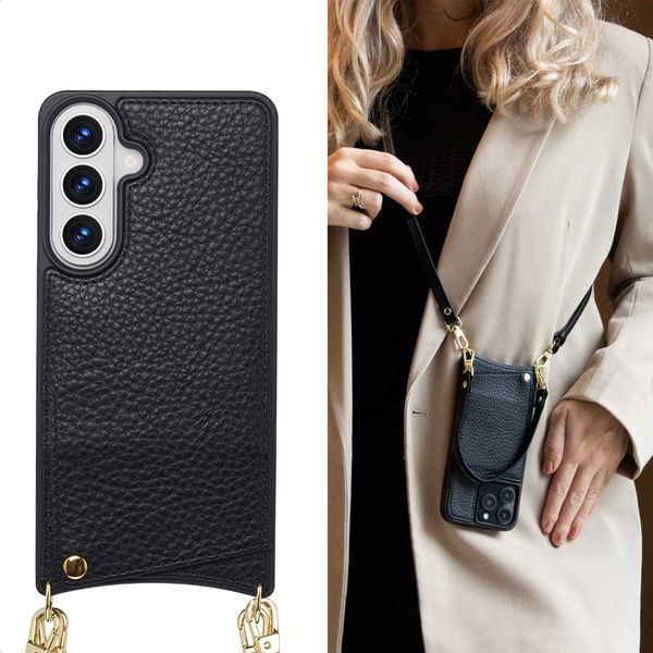 Selencia Cover per telefono Nova con cordino e portacarte Samsung Galaxy S26 Plus - Nero