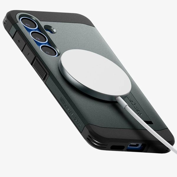 Spigen Cover Posteriore Corazzata Tough con MagSafe Samsung Galaxy S25 - Abyss Green