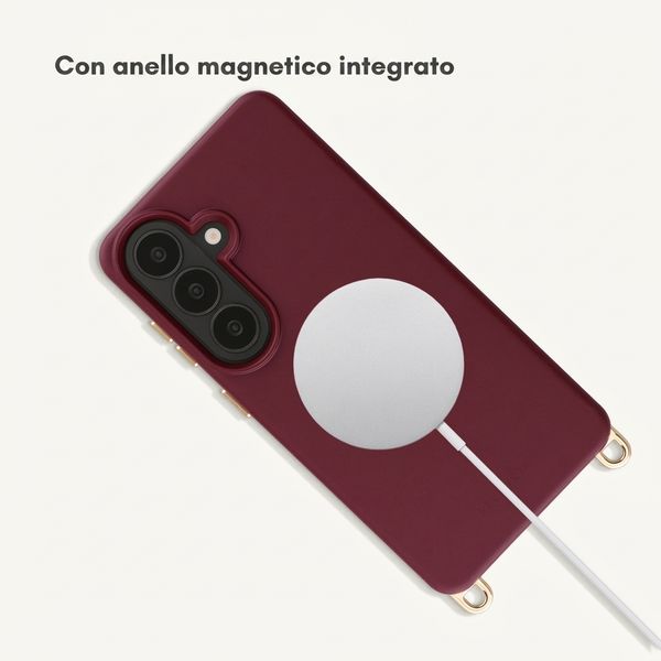 Selencia Cover posteriore Rivièra con MagSafe con ganci rimovibili Samsung Galaxy S26 - Bold Burgundy