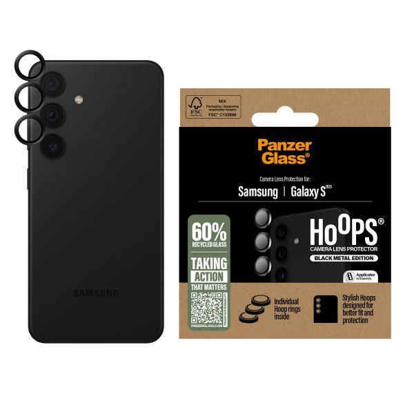 PanzerGlass Pellicole protettive fotocamera Hoops Optic Rings Samsung Galaxy S25 - Nero