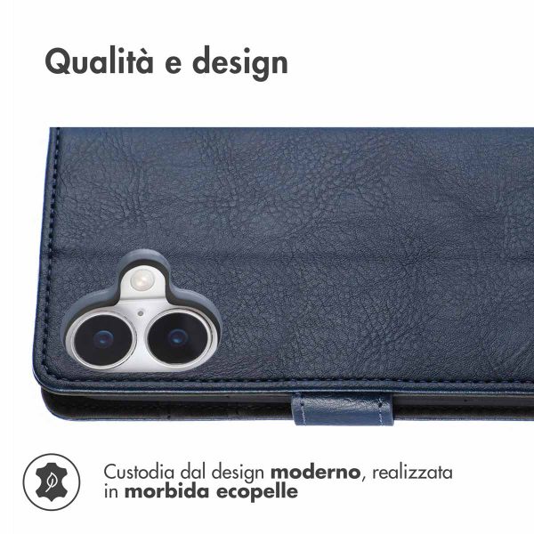 imoshion Cover a libro di Lusso Apple iPhone 16 - Blu scuro