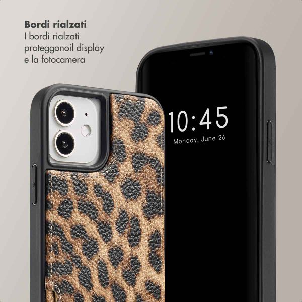 Selencia Cover per telefono Nova con cordino e portacarte Apple iPhone 12 (Pro) - Leopard