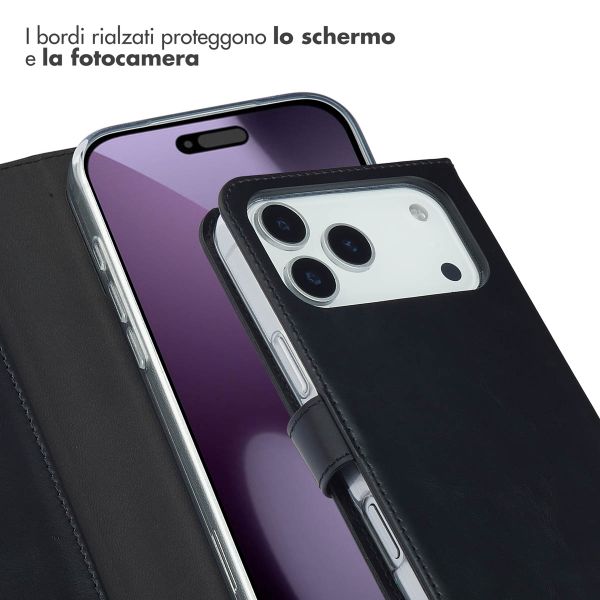 Selencia Cover a libro in vera pelle Apple iPhone 17 Pro Max - Nero