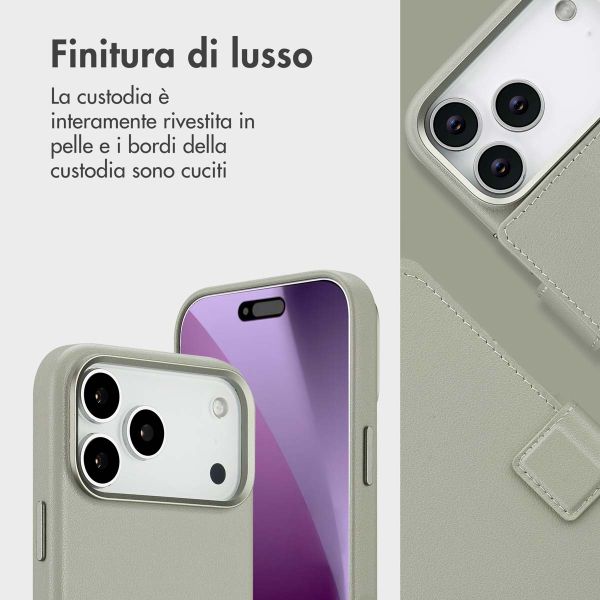 Accezz Cover in pelle 2 in 1 con MagSafe Apple iPhone 17 Pro Max - Light Grey