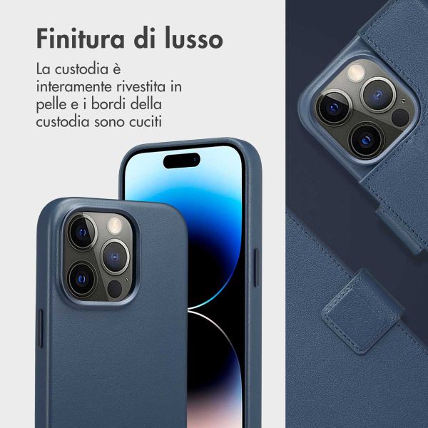 Accezz Cover in pelle 2 in 1 con MagSafe Apple iPhone 14 Pro - Nightfall Blue
