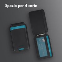 Accezz Portafoglio in pelle magnetico con supporto - Compatibile con Apple Find My - Onyx Black