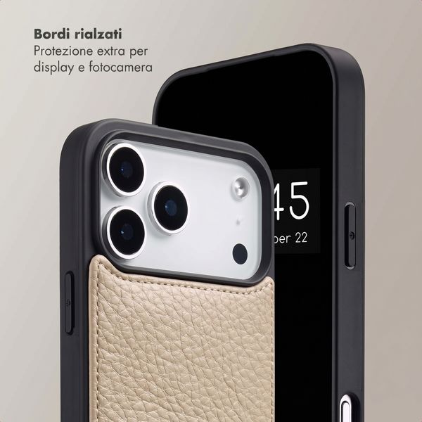 Selencia Cover per telefono Nova con cordino e portacarte Apple iPhone 18 Pro / 17 Pro - Beige