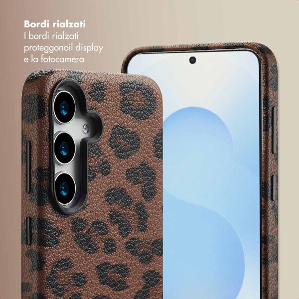 Selencia Cover Sabi Stampa pantera con MagSafe Samsung Galaxy S25 - Mocha Brown