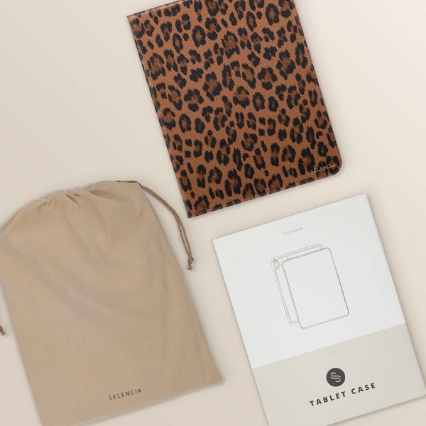 Selencia Libreria Sabi con stampa leopardata Apple iPad 11 (2025) 11 pollici A16 / iPad 10 (2022) 10.9 pollici - Mocha Brown