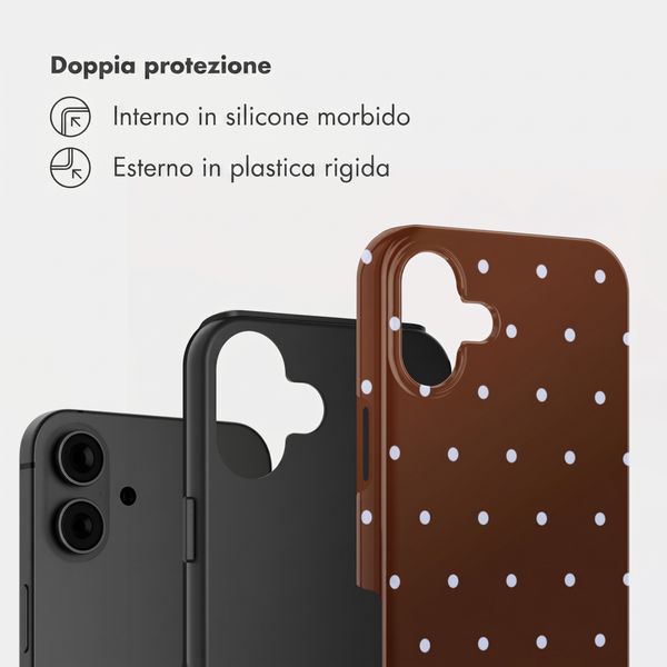 Selencia Cover Posteriore Vivid Apple iPhone 16 - Happy Dots Chocolate