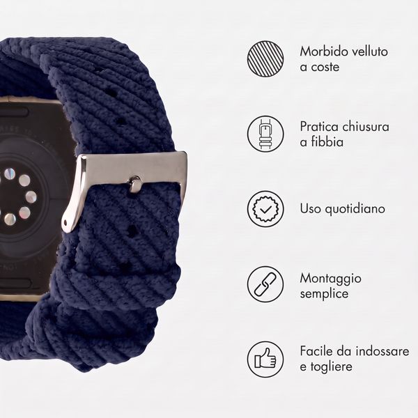 imoshion Cinturino in velluto a coste Apple Watch | 38/40/41/42 mm - Blu scuro