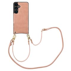 Selencia Cover per telefono Nova Croco con cordino e portacarte Samsung Galaxy S24 - Old Pink