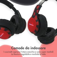imoshion Cuffie wireless per bambini Dino LED Light - Limitatore di decibel - Con cavo AUX - Black / Red