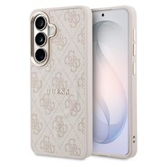 Guess Cover Posteriore 4G Leather con MagSafe Samsung Galaxy S26 - Gold Edge - Pink