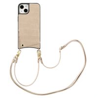 Selencia Cover per telefono Nova Croco con cordino e portacarte Apple iPhone 13 - Beige