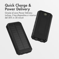 imoshion Powerbank solare da 10.000 mAh – powerbank wireless a energia solare – Quick Charge e Power Delivery – Nero