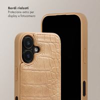 Selencia Cover per telefono Nova Croco con cordino e portacarte Apple iPhone 16 - Toasted Almond