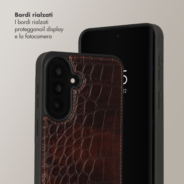 Selencia Cover per telefono Nova Croco con cordino e portacarte Samsung Galaxy A37 (5G) - Choco Brown