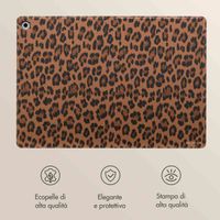 Selencia Libreria Sabi con stampa leopardata Samsung Galaxy Tab A9 Plus - Mocha Brown