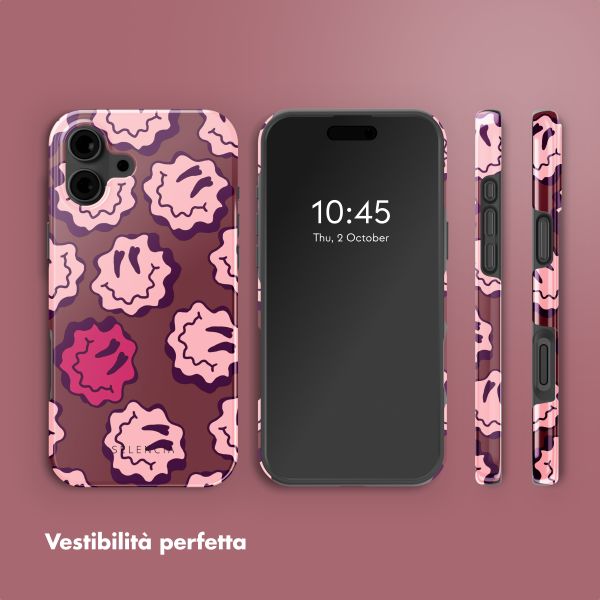 Selencia Cover posteriore Vivid con MagSafe Apple iPhone 16 - Wavy Smiley Pink
