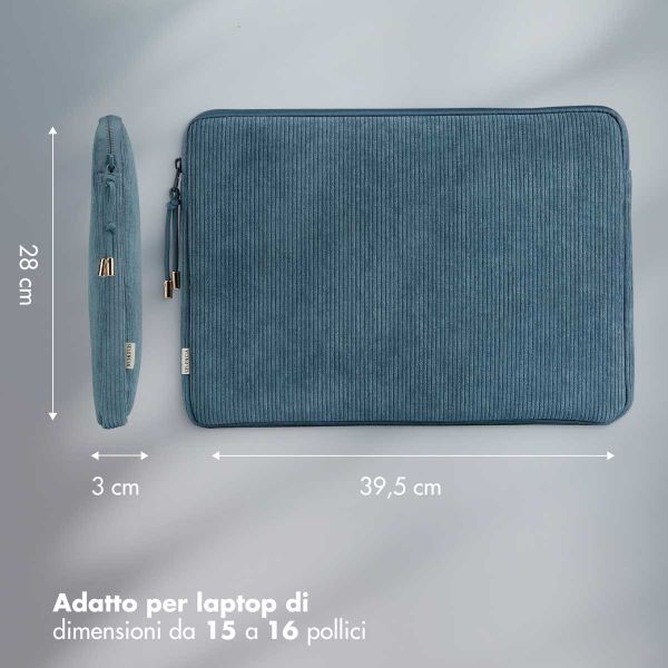Selencia Cover per laptop in velluto a coste 15-16 pollici - Sleeve per laptop - Slate Blue