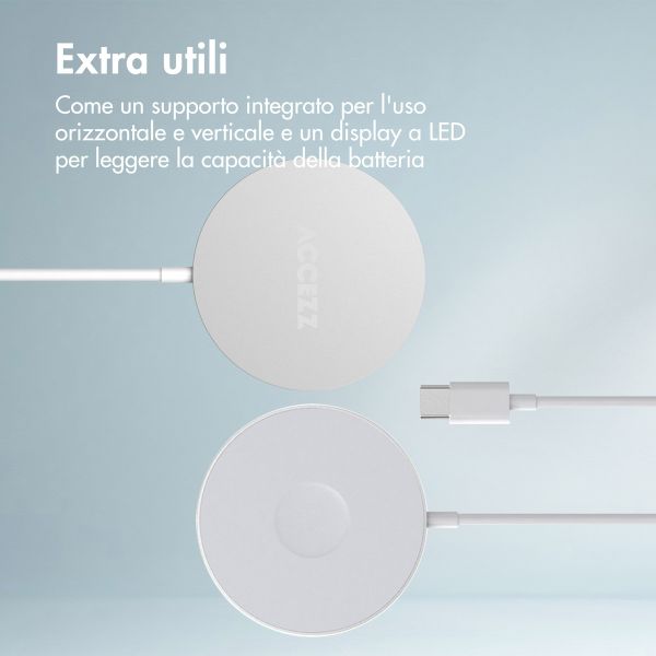 Accezz Caricatore wireless USB-C - Caricatore wireless MagSafe - 1 metro - Bianco