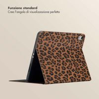Selencia Libreria Sabi con stampa leopardata Apple iPad 11 (2025) 11 pollici A16 / iPad 10 (2022) 10.9 pollici - Mocha Brown