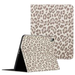 Selencia Libreria Sabi con stampa leopardata Apple iPad 11 (2025) 11 pollici A16 / iPad 10 (2022) 10.9 pollici - Soft Ivory