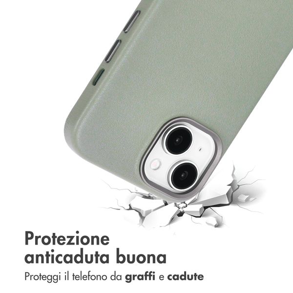 Accezz Cover in Pelle con MagSafe Apple iPhone 15 - Light Grey