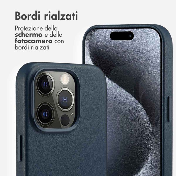 Accezz Cover in Pelle con MagSafe Apple iPhone 15 Pro - Nightfall Blue