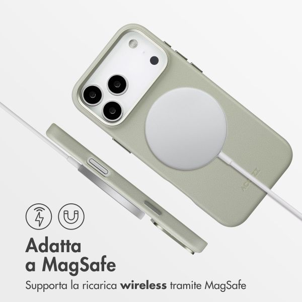 Accezz Cover in Pelle con MagSafe Apple iPhone 17 Pro Max - Light Grey