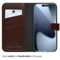 Selencia Cover a libro in vera pelle Apple iPhone 17 Pro - Marrone