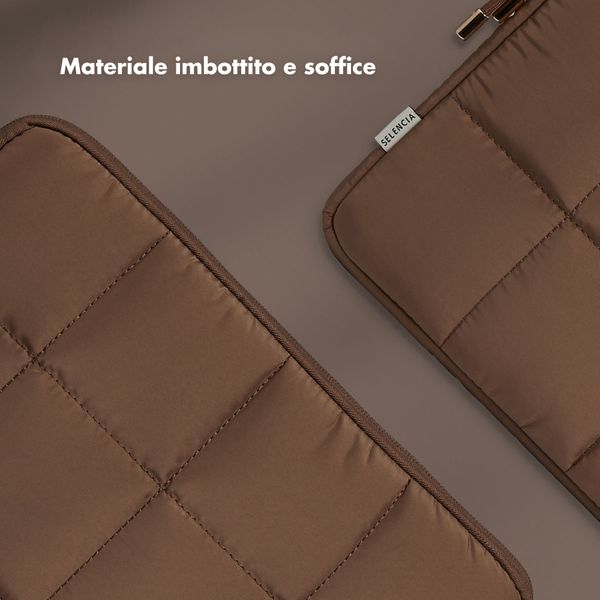 Selencia Cover Puffy per laptop 13-14 pollici - Laptopsleeve - Mocha Brown