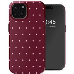 Selencia Cover posteriore Vivid con MagSafe Apple iPhone 15 - Happy Dots Burgundy