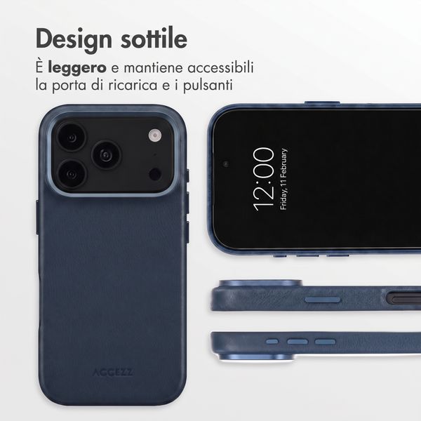 Accezz Cover in Pelle con MagSafe Apple iPhone 18 Pro Max / 17 Pro Max - Nightfall Blue