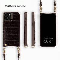 Selencia Nova cover posteriore in vera pelle con portacarte Apple iPhone 15 - Dark Chocolate