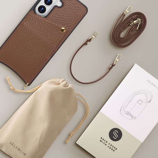 Selencia Cover per telefono Nova con cordino e portacarte Samsung Galaxy S26 - Mocha Brown