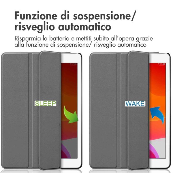 imoshion Cover a libro Trifold Apple iPad 9 (2021) 10.2 pollici / iPad 8 (2020) 10.2 pollici / iPad 7 (2019) 10.2 pollici - Grigio