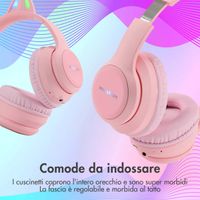 imoshion Cuffie wireless per bambini LED Light Cat Ear - Limitatore di Decibel - Con cavo AUX - Rosa