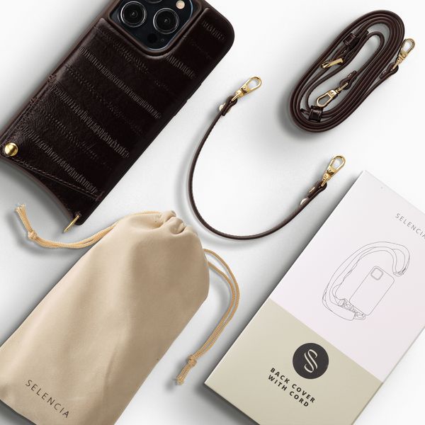 Selencia Nova cover posteriore in vera pelle con portacarte Apple iPhone 14 Pro - Dark Chocolate