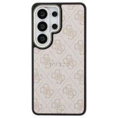 Guess Cover Posteriore 4G Leather con MagSafe Samsung Galaxy S26 Ultra - Gold Edge - Pink