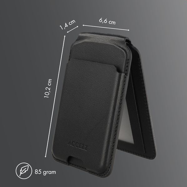 Accezz Portafoglio in pelle magnetico con supporto - Compatibile con Apple Find My - Onyx Black