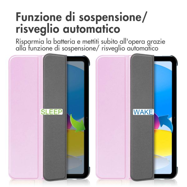 imoshion Cover a libro Trifold Apple iPad 11 (2025) 11 pollici A16 / iPad 10 (2022) 10.9 pollici - Rosa