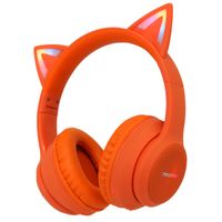 imoshion Cuffie wireless per bambini LED Light Cat Ear - Limitatore di decibel - Con cavo AUX - Arancione