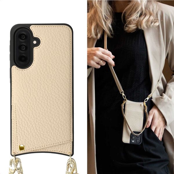 Selencia Cover per telefono Nova con cordino e portacarte Samsung Galaxy A37 (5G) - Beige