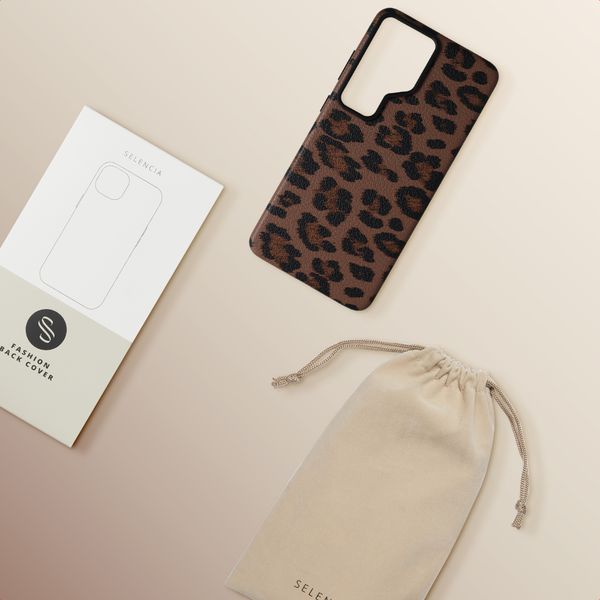 Selencia Cover Sabi Stampa pantera con MagSafe Samsung Galaxy S26 Ultra - Mocha Brown
