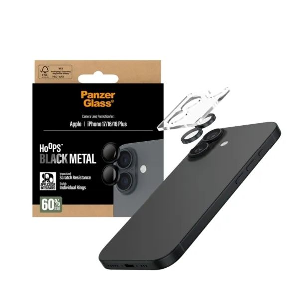 PanzerGlass Pellicoprotettiva fotocamera Hoops Optic Rings Apple iPhone 17 - Nero