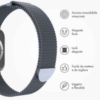 imoshion Cinturino milanese magnetico Apple Watch | 38/40/41/42 mm - Taglia S - Grigio scuro