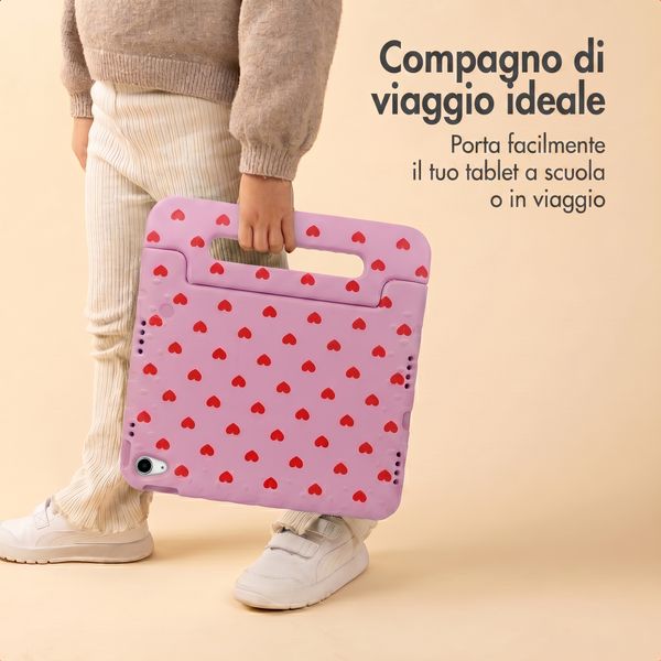 imoshion Cover Posteriore Kidsproof Design con maniglia Apple iPad 9 (2021) 10.2 pollici / iPad 8 (2020) 10.2 pollici / iPad 7 (2019) 10.2 pollici - Cuori rossi