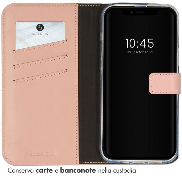 Selencia Cover a libro in vera pelle Apple iPhone 14 - Dusty Pink